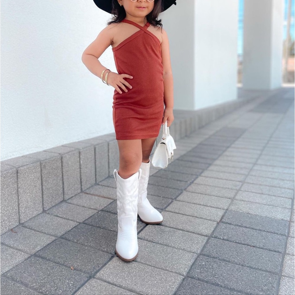 Kids Halter Neck Brown Dress